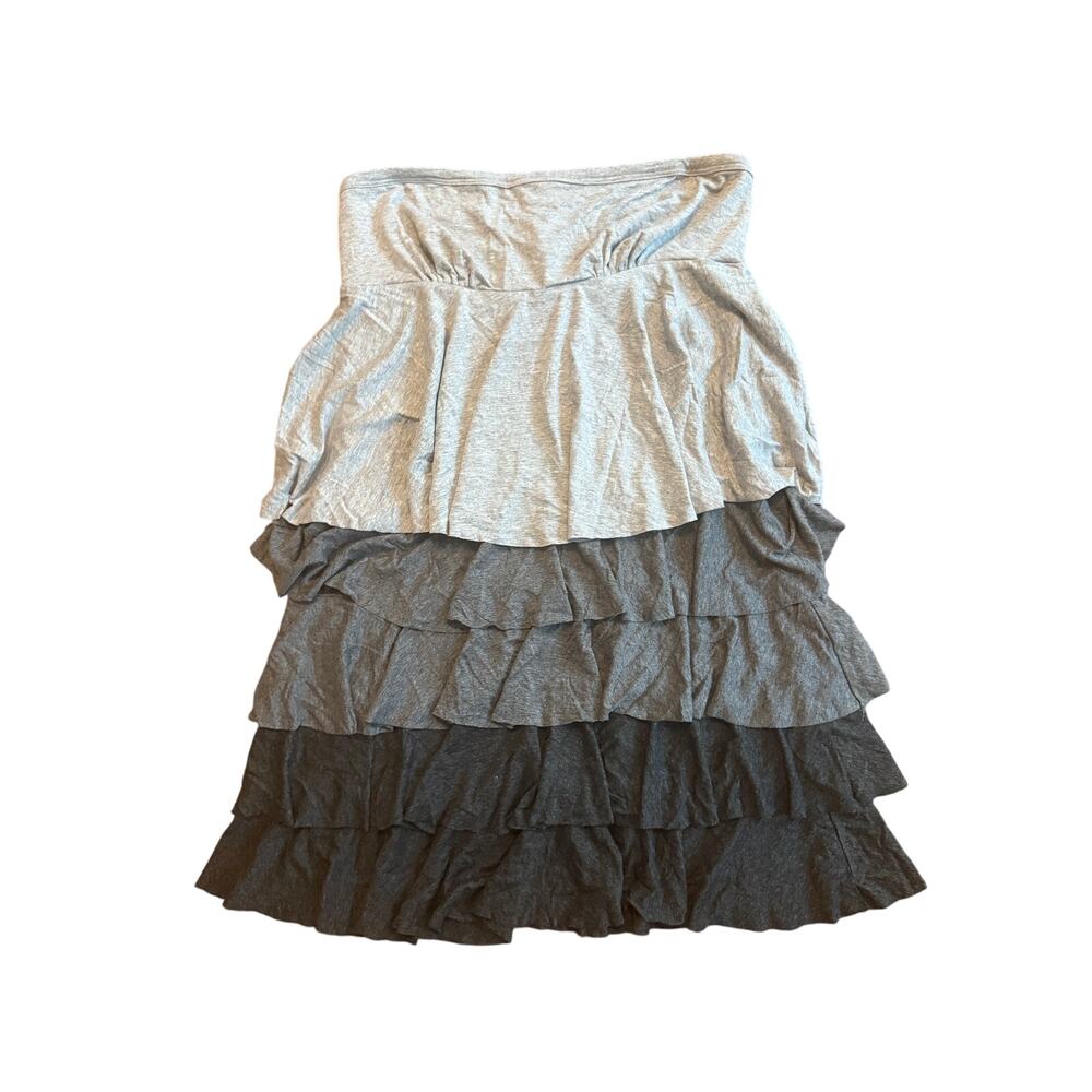 New Bebe Sport Vintage Y2K Gray Ombre Strapless Tiered Ruffle Dress M